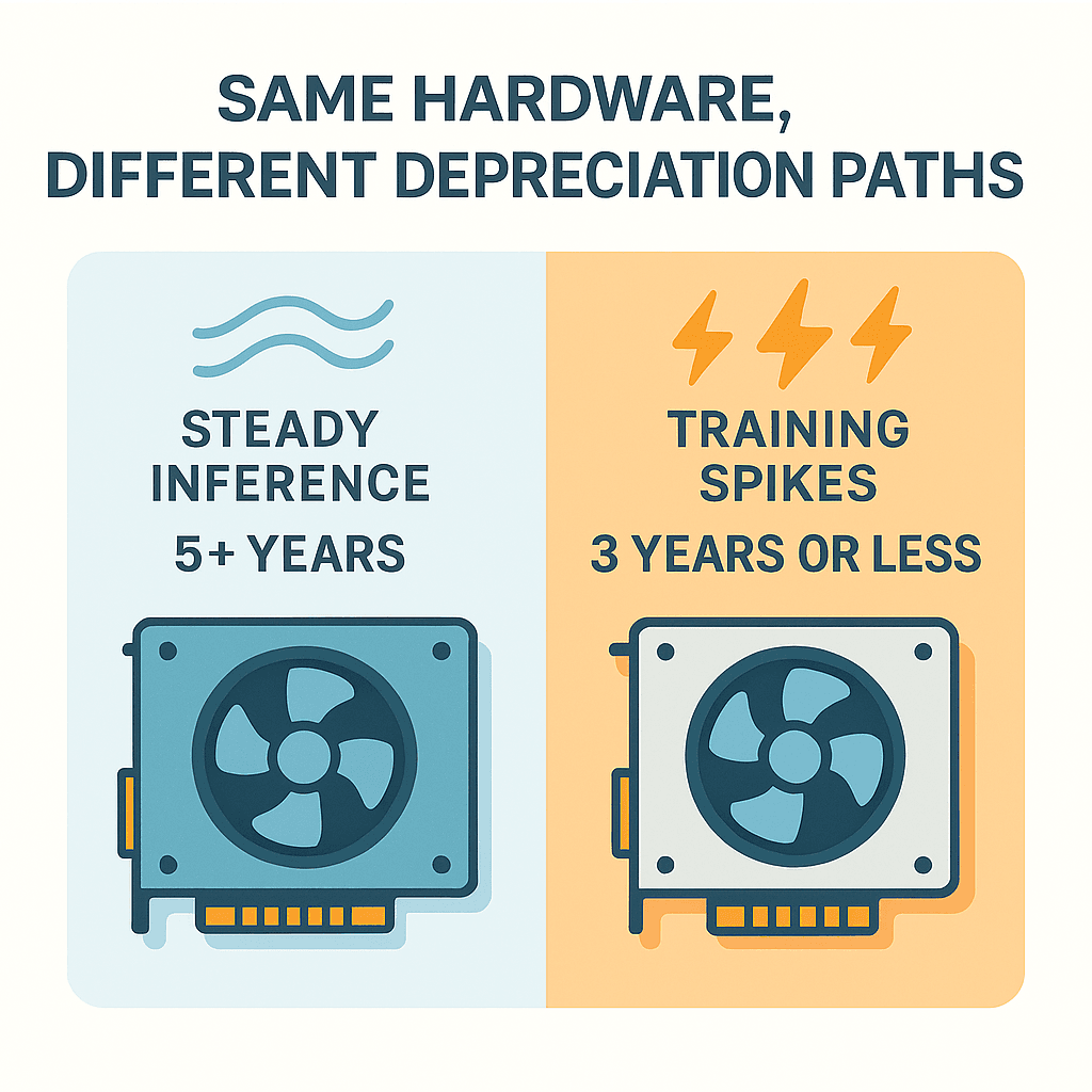 Same hardware, different depreciation paths - Steady inference vs training spikes