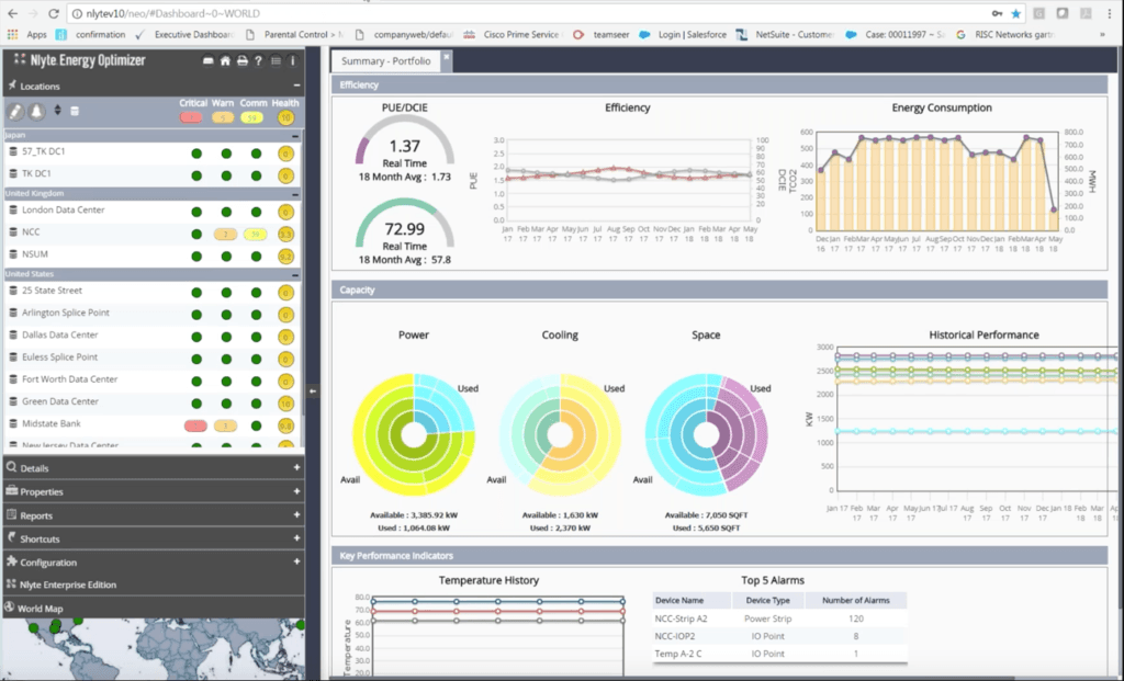 Nlyte Energy Optimizer interface
